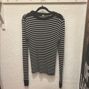Black and White Striped Women's Top